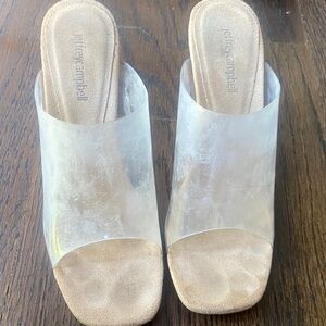 Jeffrey Campbell Clear and Tan Mules